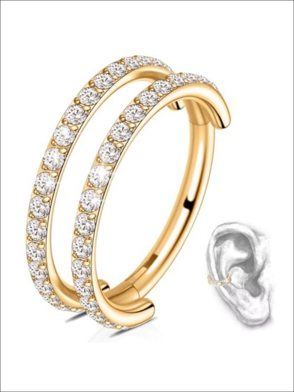 G23 Titanium Double Hoop Conch Piercing Jewelry 16G Cartilage Earring